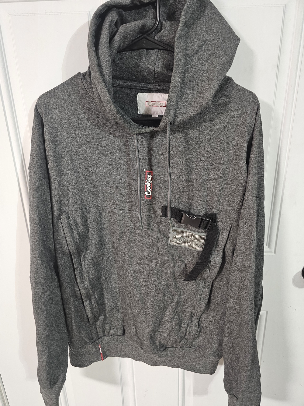 Cookies Grey Utility Fleece Hoodie Tactical Buckle Chest Pocket